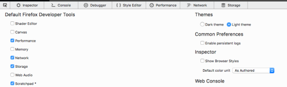 FF Default developer tools
